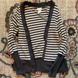 Medium Striped Button Sweater